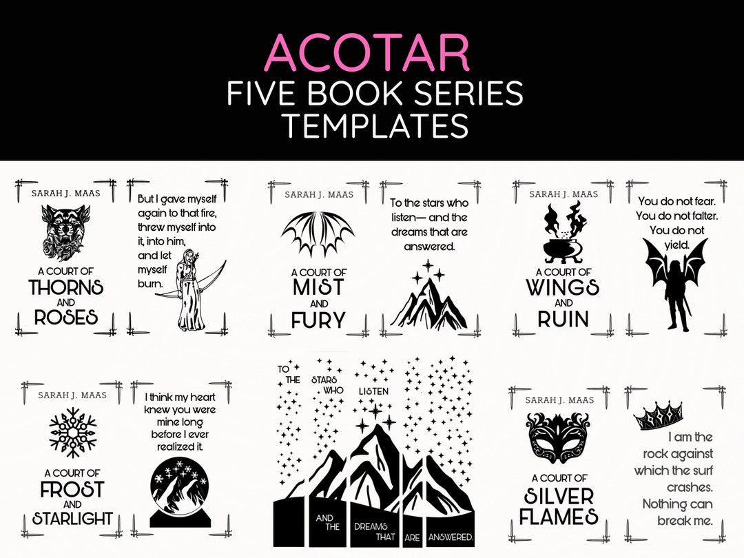 Bookbinding Cover Templates ACOTAR Series Bookbinding Cover Design PNG File A Court of Thorns