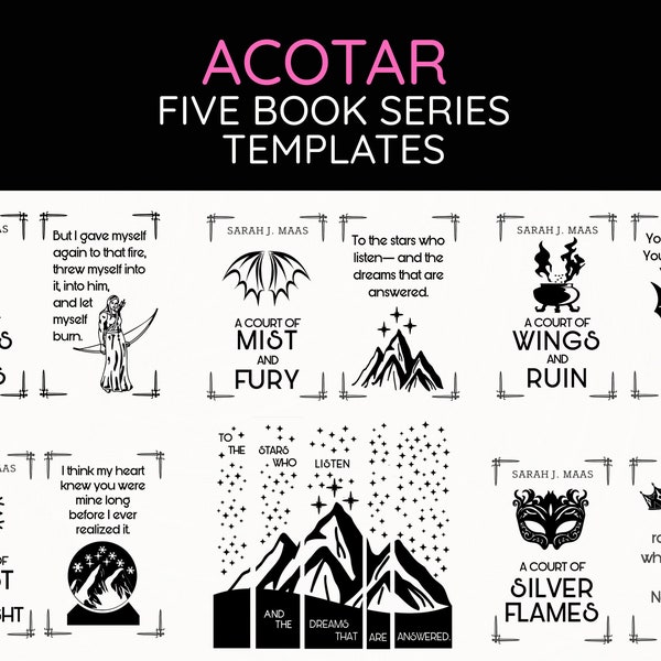 Bookbinding Cover Templates: ACOTAR series Bookbinding Cover Design PNG File (A Court of Thorns and Roses)