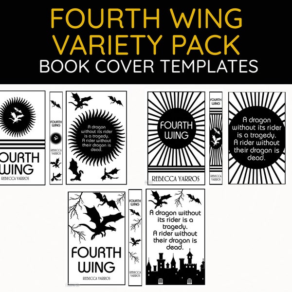 Bookbinding Cover Templates: Fourth Wing Variety Pack Bookbinding Cover Design PNG File