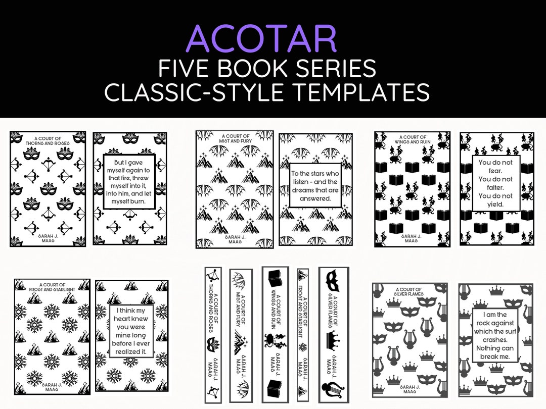 Bookbinding Cover Templates ACOTAR Classic Series Bookbinding Cover