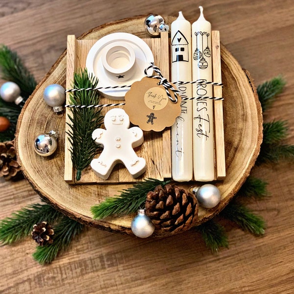 Christmas gift set/Christmas candle set/Christmas gift idea/Christmas present/souvenir/Advent/candle plate