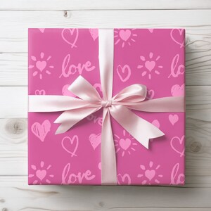 Valentine&#39;s Day Wrapping Paper, Hot Pink Gift Wrapping, Gifts for Her, Pink Wrapping Paper, Cute Wrapping Paper, Love Gift Wrap, Magenta