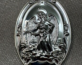 Religious Gift, First Communion Gift, Child with Guardian Angel, Silver Art, PreOwned, never unboxed, Arte Religioso en plata, Latinoamérica