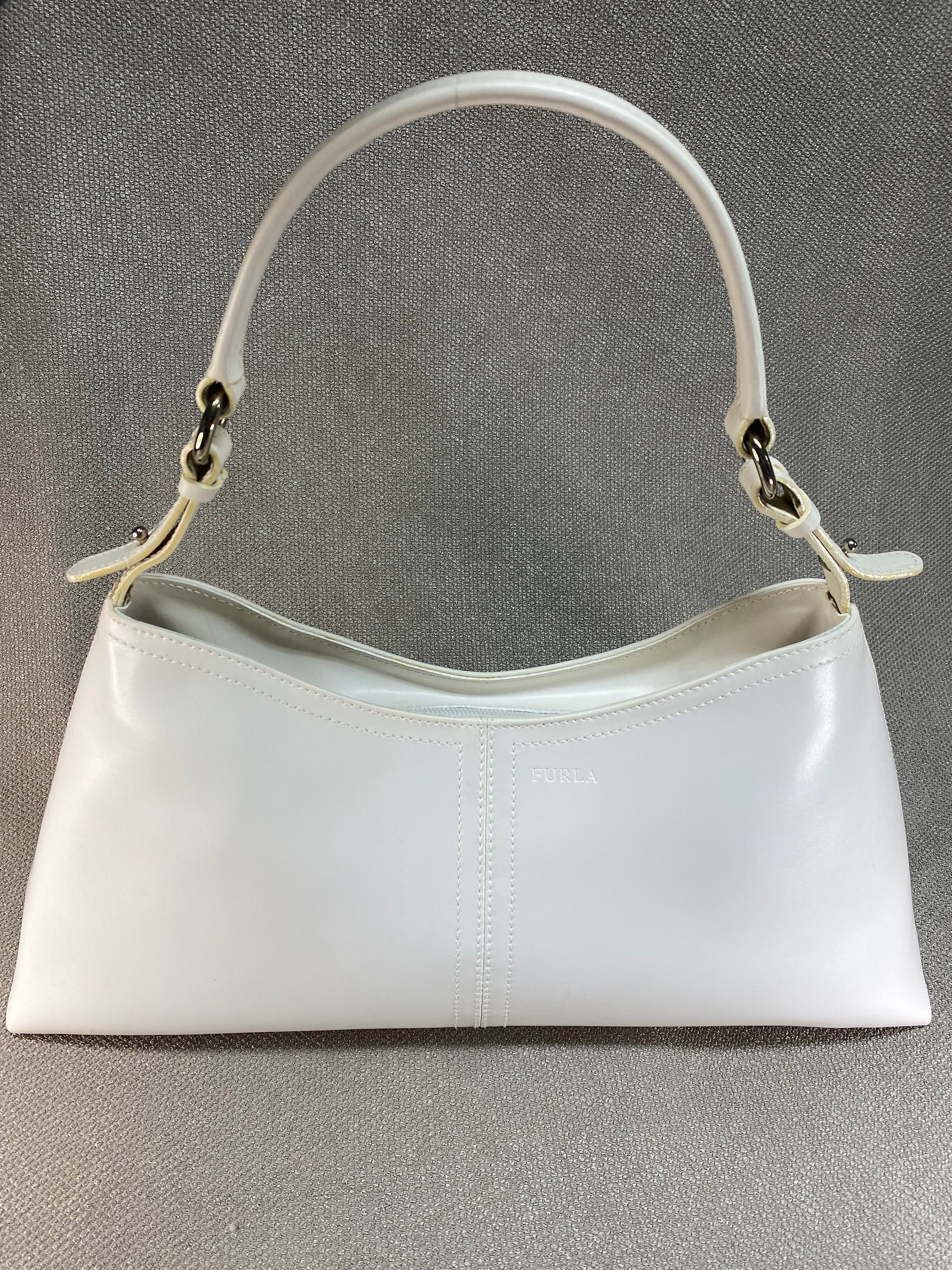 Furla Shoulder Bag, Off-white, Vintage 2000s, Structured Purse