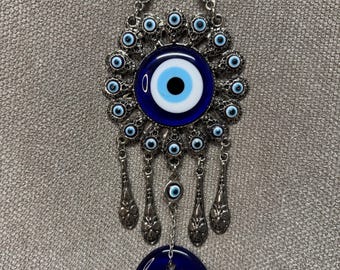 Turkish Evil Eye and Hanging Charms. Glass and Metal Amulet. Gift from Turkey.