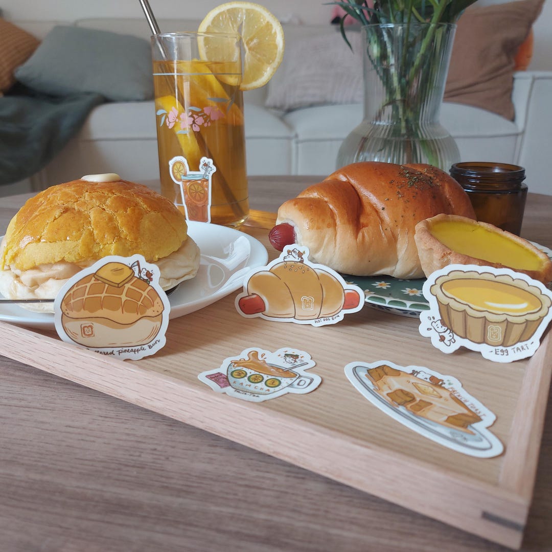 6- Piece Hong Kong Café Sticker Set: Drinks and Buns - Etsy Canada