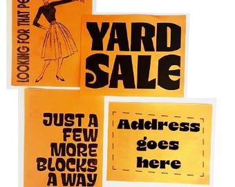 Borden garage- en werfverkoop, afdrukbare evenementposters (download)
