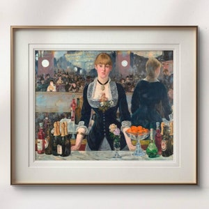 Manet Bar Scene Art Print - Classic French Painting Poster - A Bar at the Folies-Bergère by Édouard Manet - Elegant Home Decor Wall Art