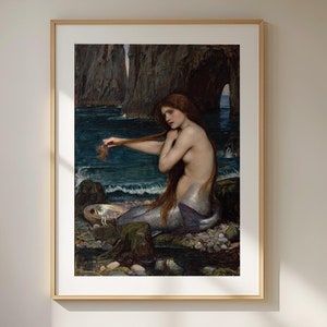 John William Waterhouse Mermaid Print | High Quality Victorian Art | Mythological Classic Wall Decor | English Romantic Painting