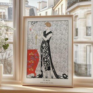 Fumée Vintage French Fashion Poster, Elegant Art Deco Woman Illustration, Stylish Wall Art for Home or Office, Classic Parisian Decor