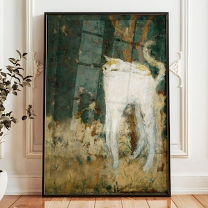 Pierre Bonnard &#39;Le Chat Blanc&#39; Poster | High Quality Exhibition Print | Famous Painting Decor | Vintage Cat Art for Gallery Wall