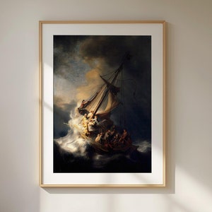 Rembrandt &#39;Christ in the Storm&#39; Art Print - High-Quality Reproduction, Classic Masterpiece Wall Decor, Dramatic Sea Scene for Timeless Decor