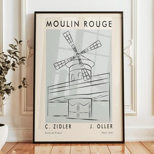 Moulin Rouge Art Print, Vintage Parisian Poster, French Cabaret Wall Art, Windmill Illustration, Paris Home Décor, Gift for Art Lovers