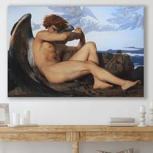 Fallen Angel by Alexandre Cabanel, Mythological Art Print, Romantic Satan Painting, Classic Devil Poster, Renaissance Fantasy Wall Decor