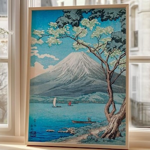 Japanese Landscape Print - Vintage Mount Fuji Poster - Traditional Asian Wall Art - Ukiyo-e Nature Painting - Serene Japan Home Decor