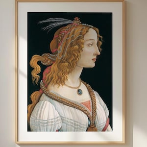 Simonetta Vespucci by Botticelli, Renaissance Portrait Print, Classic Italian Art, Elegant Wall Decor, Historical Beauty Painting