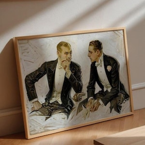 JC Leyendecker ‘Cluett Dress Shirt’ Vintage Poster, Elegant Men’s Fashion Art Print, Classic Magazine Style for Retro Decor