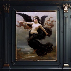 Dark Lilith Art Print - Vintage Dämonengöttin Poster, mystische Wicca Wandkunst, rätselhaftes Hexerei Dekor für magische Räume