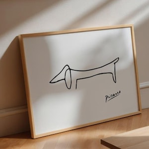 Affiche minimaliste « The Dog » de Picasso, impression d'art abstrait de haute qualité, décoration murale moderne en noir et blanc pour les amateurs d'art classique