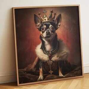 チワワ犬アートプリント 品種 風変わり 面白い頭部 肖像画 人体