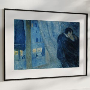 Edward Munch - Das Paar Kunstdruck, Blaue Periodenmalerei, hochwertiges Vintage Poster, romantische moderne Kunst, klassische Wanddekoration für Zuhause