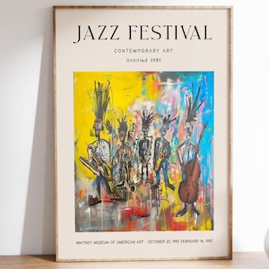 Jazz Festival Kunst Poster – Bunte abstrakte Musiker Druck – zeitgenössische Wandkunst für Musikliebhaber – hochwertiges Kunstwerk für Wohnkultur
