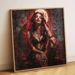 Lilith Infernal Dämon Art Print - Gothic Okkultes Poster, mystisches dunkles Wanddekor, Premium Teufelsbild für Einzigartige Zuhause