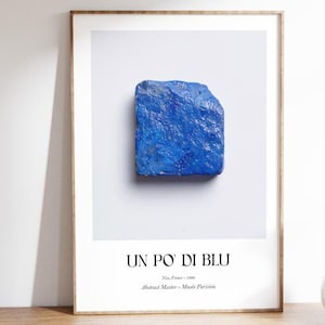 "Minimalistischer Blauer Kunstdruck - Blaues Indigo Poster, ""Un Po' di Blu"" Abstrakte Wanddekoration, modernes zeitgenössisches Kunstwerk."