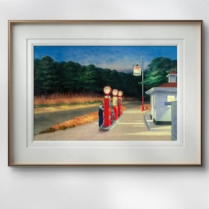 Edward Hopper Gas Station Kunstdruck - Kultiges Amerikanisches Kunstposter - Hochwertige Giclée-Reproduktion - Wohnkultur Wandkunst für Wohnzimmer