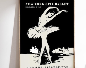 アート・デザイン・音楽 Ballet New York City Ballet New York City Ballet Poster - Black and White Ballerina