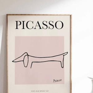 Picasso Dachshund Dog Print, Minimalist Line Art Poster, Modern Abstract Wall Decor, Iconic Pet Artwork, Elegant Home & Office Gift