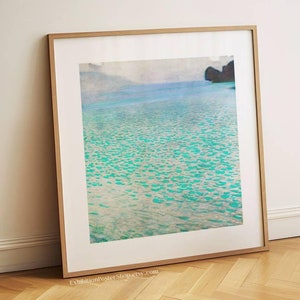 Stampa artistica vintage con scena di lago sereno - Poster classico con paesaggio marino - Decorazione murale tranquilla