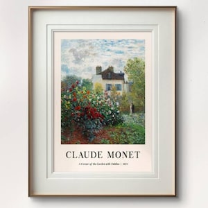 Claude Monet Garden Print, Impressionist Landscape Art, French Countryside Painting, Classic Fine Art Poster, Floral Home Wall Decor