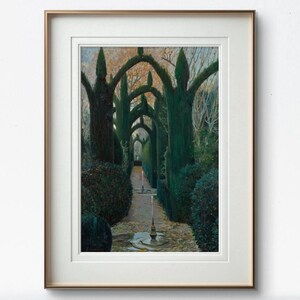 Stampa artistica del percorso del giardino sereno / Poster del paesaggio tranquillo / Arte murale classica della natura per la casa o l'ufficio / Stampa giclée di un giardino tranquillo