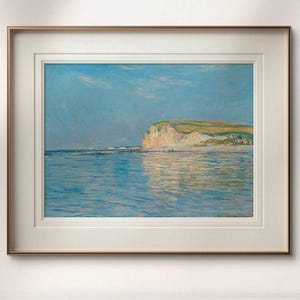 Monet Seaside Cliff Print - Impressionistische Küstenmalerei - Blaues Meer Landschaftskunst - Französische Strandszene Poster - Gelassenes Wanddekor