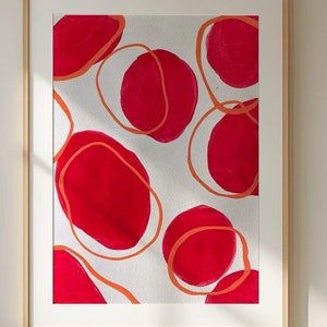 Abstract Red Circles Poster, Minimalist Modern Wall Art Print, Contemporary Geometric Artwork, Stylish Home Decor, Vibrant Abstract Print