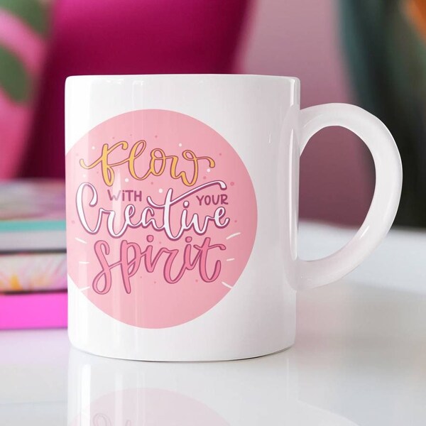 Creative Spirit Mug, Coffee Mug, Mug for Mom, Tea Cug, Funny Gift, Personalized Mug, Original Gifts Ideas, Pink Mug, Housewarming Gifts