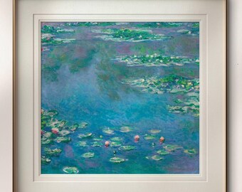 クロード・モネ「睡蓮」ジクレー版画：青の印象派アート - Etsy 日本