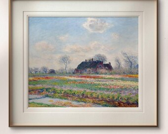 クロード・モネ、オランダのチューリップ畑 1886年、美術館品質の