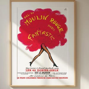 Vintage Moulin Rouge Poster - French Cabaret Print - Parisian Wall Decor - Retro Burlesque Illustration for Glamorous Home & Bar Accent