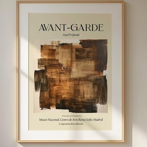 Pierre Soulages inspiriertes Plakat - Abstrakter Ausstellungsdruck, moderne französische Wandkunst für zeitgenössische Wohnkultur, beige Hauptgalerie