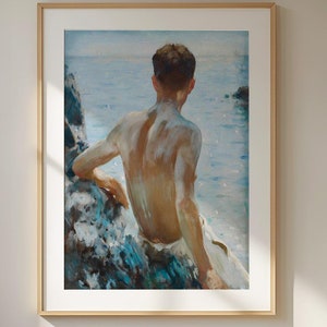 Scott Tuke ‘Beach Study’ High-Quality Art Print – Classic Coastal Scene, Elegant Wall Art Reproduction for Coastal-Inspired Gallery Decor