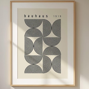 Bauhaus Exhibition Art Print – High-Quality Minimalist Beige Poster, 1919 Bauhaus Design for Modern Gallery Wall and Nordic Home Decor