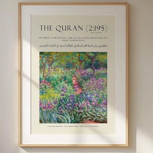 Das Koran-Zitat Poster, schöner Inspirationsdruck, Koran-Vers mit Blumenlandschaft, motivierende Wandkunst, islamische Kalligraphie-Dekoration