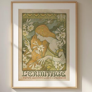 Paul Berthon L&#39;Ermitage Poster Print – High-Quality Vintage  Art Nouveau Illustration, Elegant Lithography for Classic Gallery Wall Decor