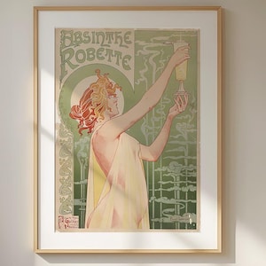 Poster vintage di Assenzio Robette di Privat-Livemont, stampa di alta qualità per pubblicità di liquori antichi, decorazione litografica classica in stile Art Nouveau