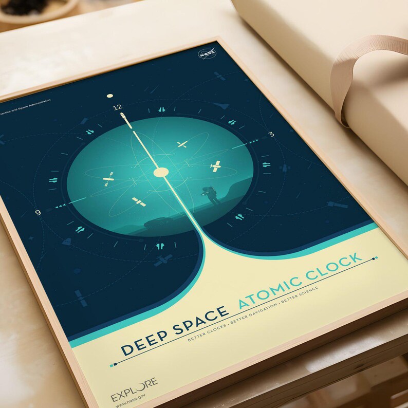 Deep Space Atomic Clock Poster NASA Space Exploration Art Modern