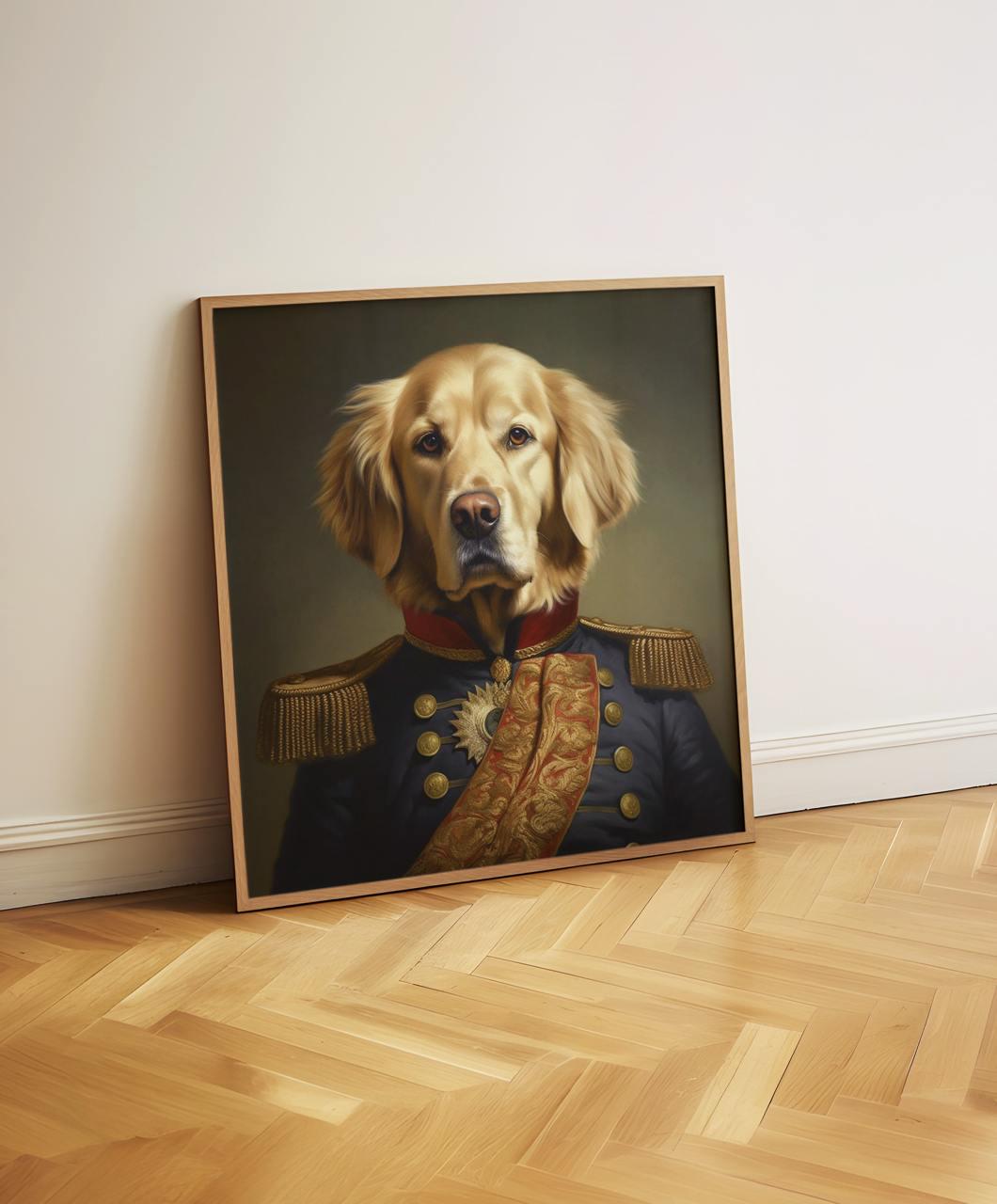 Tableau Mural Cowboy Golden Retriever - Impression Sur Toile 40x50 Cm Sans Cadre - Décoration Salle De Bain, Salon, Chambre