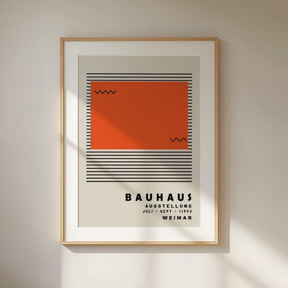 1923年バウハウス展ポスター、ヴィンテージオレンジアートプリント