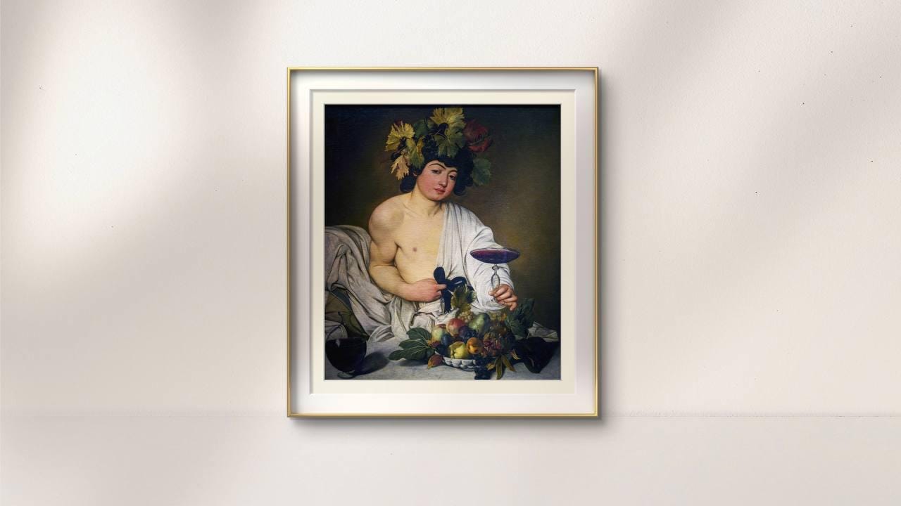 カラヴァッジョ作「バッカス」 - バロック神話のアートプリント - 古典